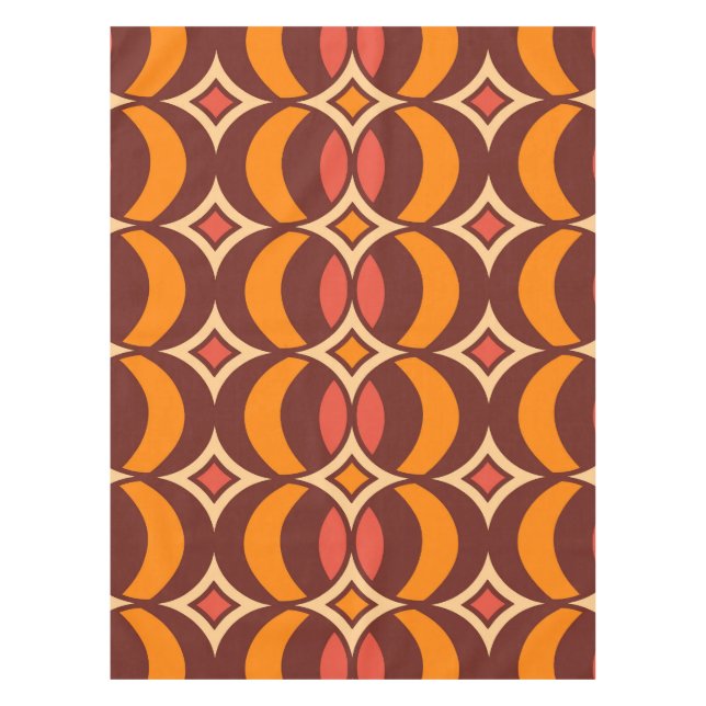 Retro 70er Geometric Globe Muster Herbst Tischdecke (Vorderseite)