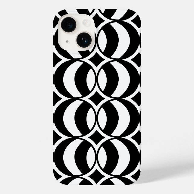 Retro 70er Geometric Globe Pattern Schwarz & Weiß Case-Mate iPhone Hülle (Rückseite)