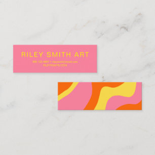 Retro 70er Girly Orange Yellow Pink Abstrakt Mini Visitenkarte