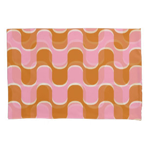 Retro 70er: Gold-Pink Wavy Muster. Kissenbezug