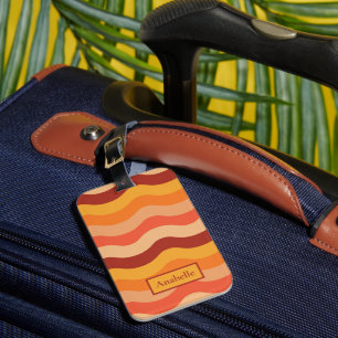 Retro 70er groovy abstrakte Wellen orange und gelb Gepäckanhänger