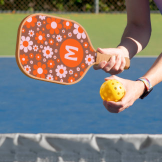 Retro 70er Groovy Daisy Orange Pickleball Schläger