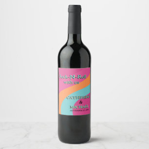 Retro 70er Groovy Fuchsia Fun Wedding Weinetikett