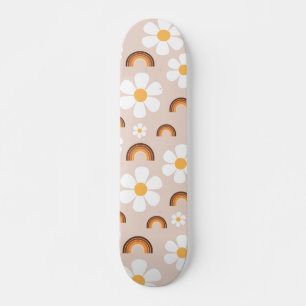 Retro 70er Groovy Hippie Daisy & Terracotta Rainbo Skateboard