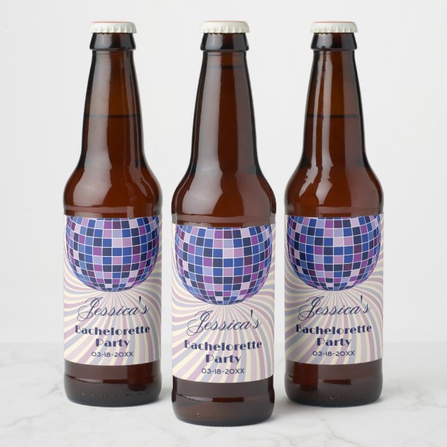 Retro 70er Groovy Letzte Disco Junggeselinnen-Absc Bierflaschenetikett (Flaschen)