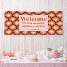 Retro 70er Groovy Seventies Orange Wedding Banner