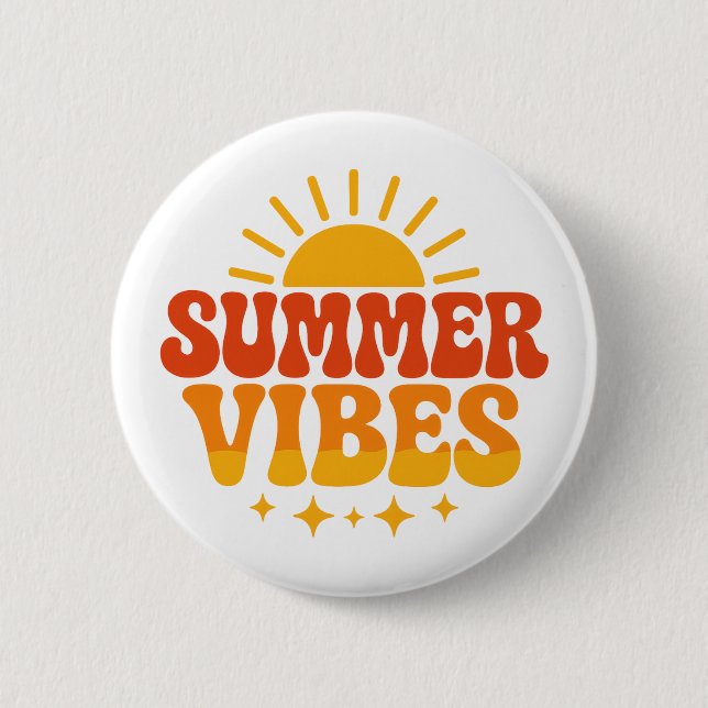 Retro 70er Groovy Sommer Stimmung Sonnenschein Button (Vorderseite)