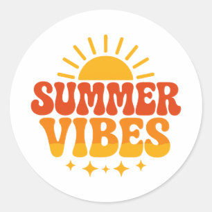 Retro 70er Groovy Sommer Stimmung Sonnenschein Runder Aufkleber