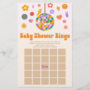 Retro 70er Groovy Vintag Bingo Baby Shower Game Briefpapier