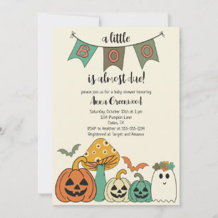 Retro 70er Halloween Baby Dusche Little Boo Invita Einladung