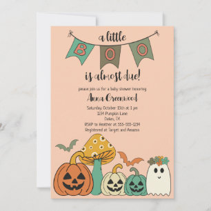 Retro 70er Halloween Baby Dusche Little Boo Invita Einladung