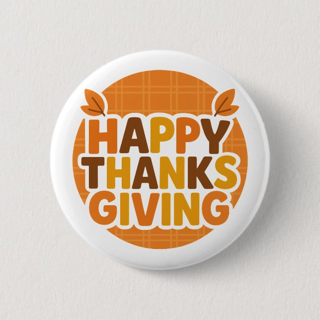 Retro 70er Happy Thanksgiving Groovy Feiertag Button (Vorderseite)