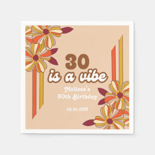 Retro 70er Hippie Blume 30. Geburtstag Serviette