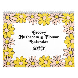 Retro 70er Hippie Groovy Mushroom & Blume Kalender