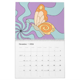 Retro 70er Hippie Groovy Wave Butterfly Kalender