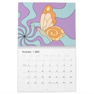Retro 70er Hippie Groovy Wave Butterfly Kalender