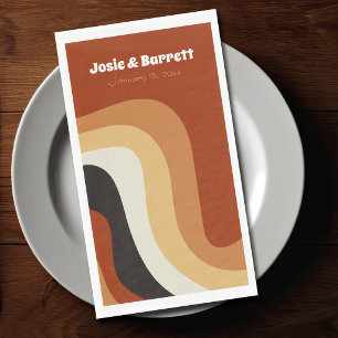 Retro 70er Hochzeit personalisierte verbrannte Ora Serviette