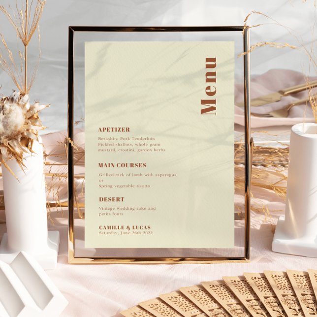 Retro 70er inspiriert Orange Wedding Menu Einladung (Von Creator hochgeladen)