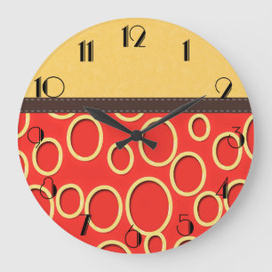 Retro 70er Inspiriert Orange & Yellow Art Große Wanduhr