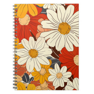 Retro 70er Jahre Blumen-Daisy-Muster Vintage Notizblock