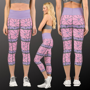 Retro 70er Jahre Blumenmuster High Waisted Capriho Capri Leggings