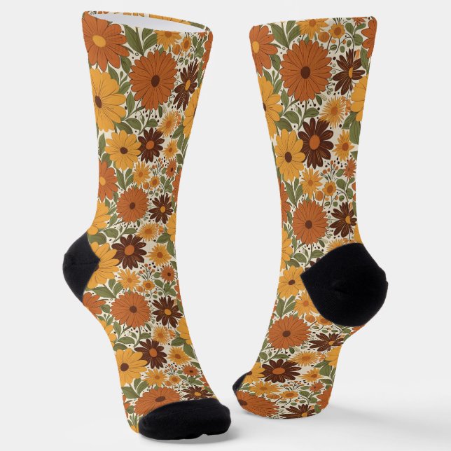 Retro-70er-Jahre-Blumenmuster Socken (Gewinkelt)