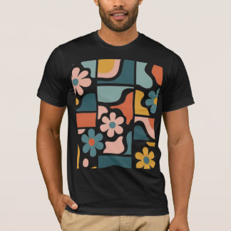 Retro 70er Jahre Boho Blumenmuster Groovy Blumenra T-Shirt