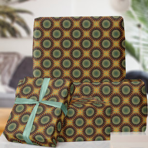Retro 70er Jahre Braunes Kreis Muster Geschenkpapier