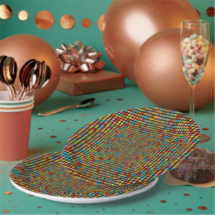 Retro 70er Jahre Farbige Op-Art-Kreise Papierplatt Pappteller
