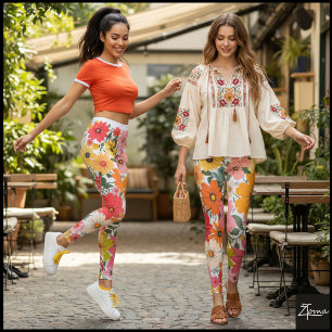 Retro 70er Jahre Floral Groovy Gänseblümchen Hinte Leggings