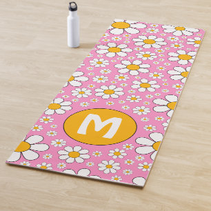 Retro 70er Jahre Florales Monogramm Yogamatte
