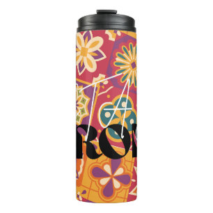 Retro 70er Jahre Florales Patchwork Stay Strong U Thermosbecher