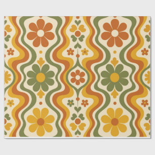 Retro 70er Jahre Floralverpackungspapier-Muster Geschenkpapier