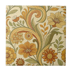 Retro 70er Jahre Flower Power Gelbe Daisy Florales Fliese