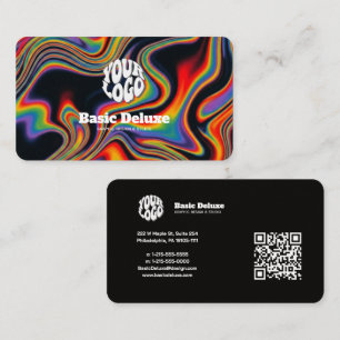 Retro 70er Jahre Fluid Regenbogen-Marmor Abstrakt Visitenkarte