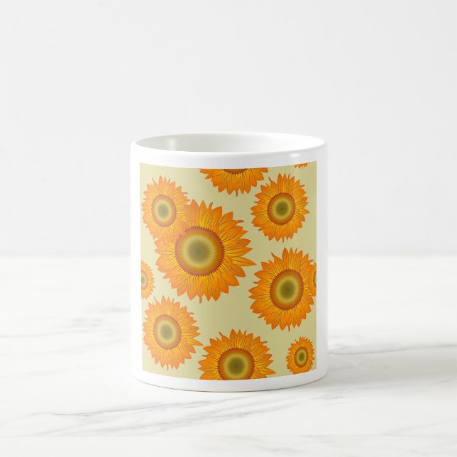 Retro 70er Jahre Gelbes Sonnenblumen-Blumenmuster Kaffeetasse (Von Creator hochgeladen)