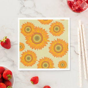 Retro 70er Jahre Gelbes Sonnenblumen-Blumenmuster Serviette
