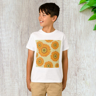 Retro 70er Jahre Gelbes Sonnenblumen-Blumenmuster T-Shirt
