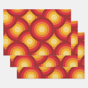 Retro 70er Jahre geometrisch Orange Gelb Braun Kre Geschenkpapier Set