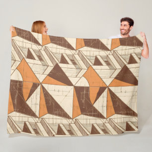 Retro-70er-Jahre geometrisches Bogenmuster in gebr Fleecedecke