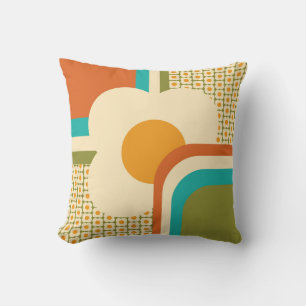 Retro 70er Jahre Geometrisches Floral Kissen