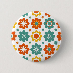 Retro 70er Jahre Geometrisches Flower Power Boho Button