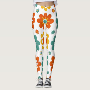 Retro 70er Jahre Geometrisches Flower Power Boho Leggings