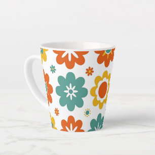 Retro 70er Jahre Geometrisches Flower Power Boho Milchtasse