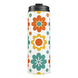 Retro 70er Jahre Geometrisches Flower Power Boho Thermosbecher