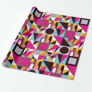 Retro 70er Jahre Geometrisches Muster Psychodelisc Geschenkpapier