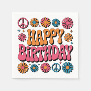 Retro 70er Jahre Groovy Alles Gute zum Geburtstag Serviette