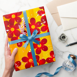 Retro 70er Jahre Groovy Blumenmuster Geschenkpapier