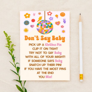 Retro 70er Jahre Groovy Don't Say Baby Shower Game Briefpapier