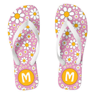 Retro 70er Jahre Groovy Floral Personalized Flip Flops